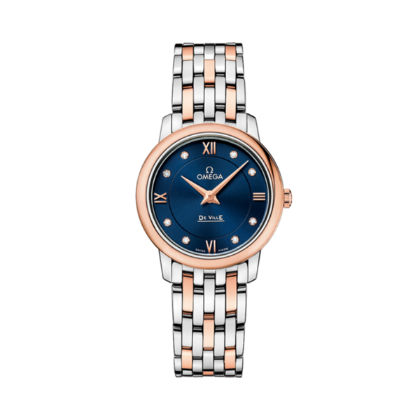DE VILLE PRESTIGE 27 MM STAINLESS STEEL - RED GOLD WITH BLUE DIAL