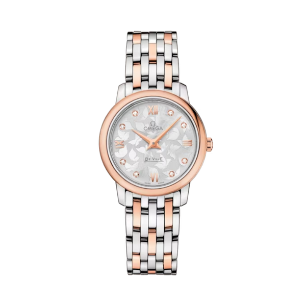 DE VILLE PRESTIGE BUTTERFLY 27 MM STAINLESS STEEL - RED GOLD WITH SILVER DIAL