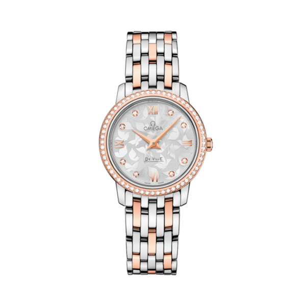 DE VILLE PRESTIGE BUTTERFLY 27 MM STAINLESS STEEL - RED GOLD WITH SILVER DIAL