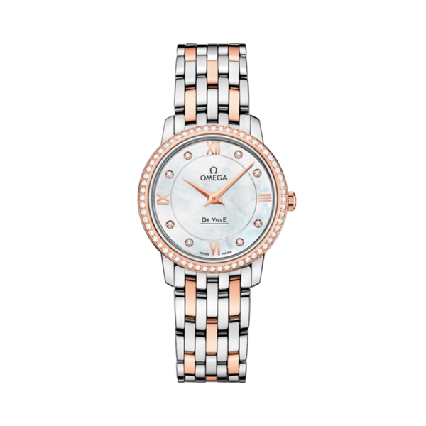 DE VILLE PRESTIGE 27 MM STAINLESS STEEL - RED GOLD WITH MOTHER OF PEARL DIAL