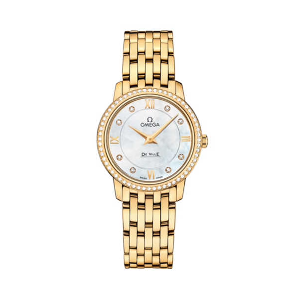 DE VILLE PRESTIGE 27 MM YELLOW GOLD WITH MOTHER OF PEARL DIAL