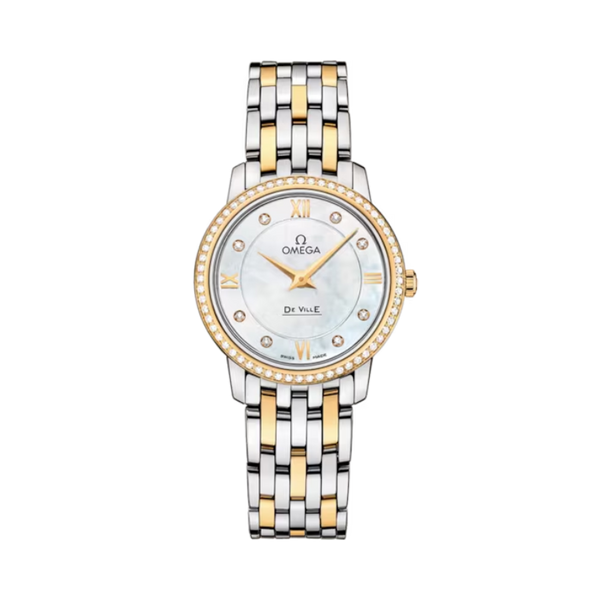 DE VILLE PRESTIGE 27 MM STAINLESS STEEL - YELLOW GOLD WITH MOTHER OF PEARL DIAL