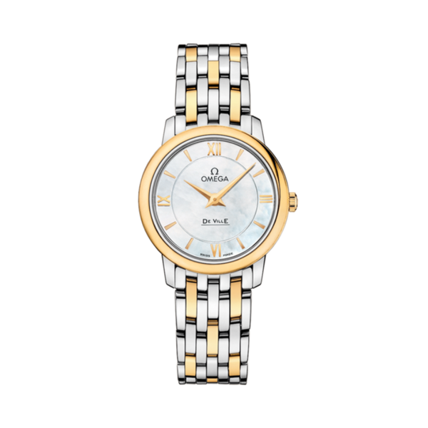 DE VILLE PRESTIGE 27 MM STAINLESS STEEL - YELLOW GOLD WITH MOTHER OF PEARL DIAL