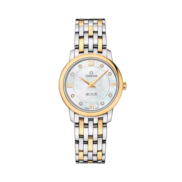 DE VILLE PRESTIGE 27 MM STAINLESS STEEL - YELLOW GOLD WITH MOTHER OF PEARL DIAL