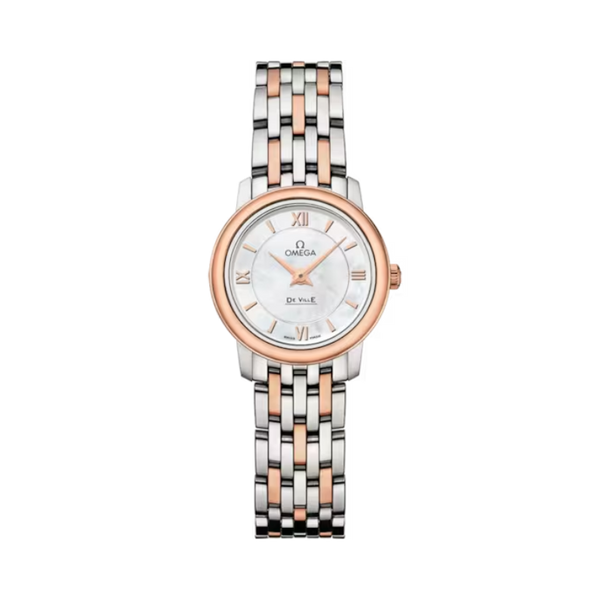 DE VILLE PRESTIGE 24 MM STAINLESS STEEL - RED GOLD WITH MOTHER OF PEARL DIAL