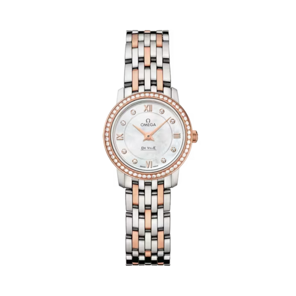 DE VILLE PRESTIGE 24 MM STAINLESS STEEL - RED GOLD WITH MOTHER OF PEARL DIAL