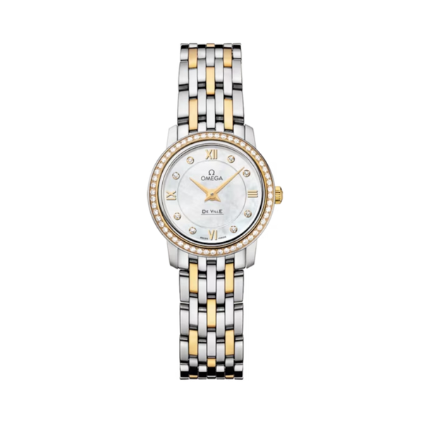 DE VILLE PRESTIGE 24 MM STAINLESS STEEL - YELLOW GOLD WITH MOTHER OF PEARL DIAL