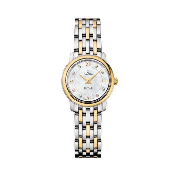 DE VILLE PRESTIGE 24 MM STAINLESS STEEL - YELLOW GOLD WITH MOTHER OF PEARL DIAL