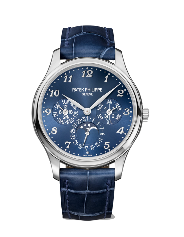 5327G Grand Complications 39mm Shiny Navy Blue Alligator Strap Royal Blue Sunburst Dial White Gold Bezel