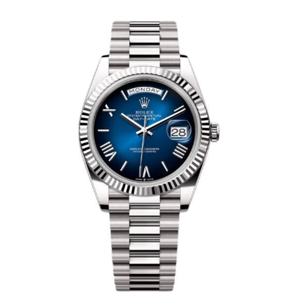 Rolex Day-Date Ref. 228239 40MM White Gold Case Ombré Blue Dial