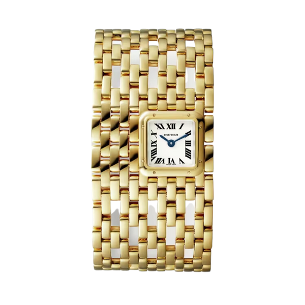 PANTHERE DE CARTIER CUFF 22 MM YELLOW GOLD WITH SILVER DIAL