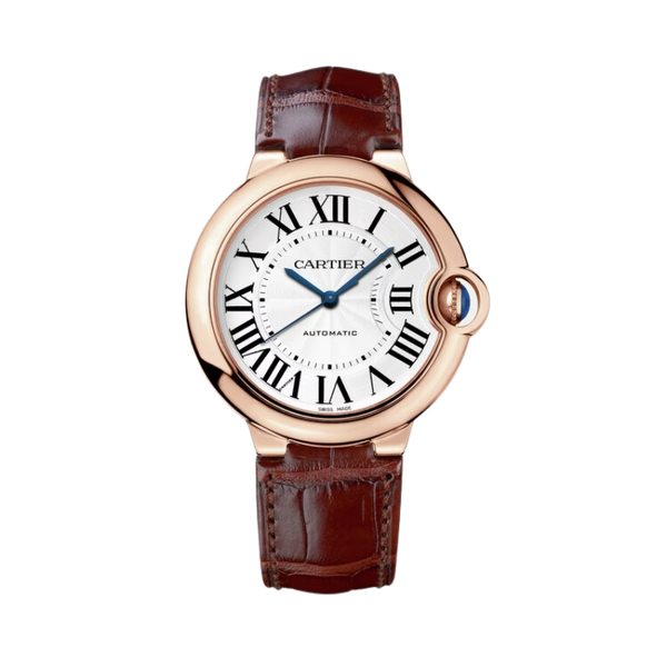 BALLON BLEU DE CARTIER 36 MM ROSE GOLD WITH SILVER GUILLOCHE LACQUERED OPALINE DIAL