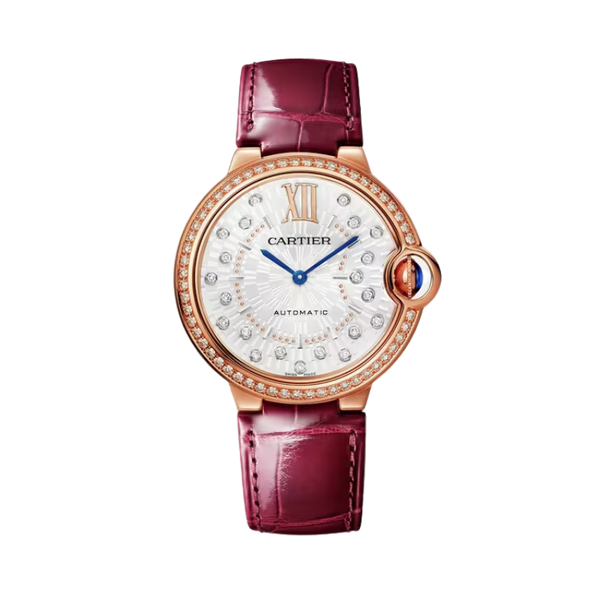 BALLON BLEU DE CARTIER 36 MM ROSE GOLD WITH MATT SILVER STAMPED SUNRAY DIAL