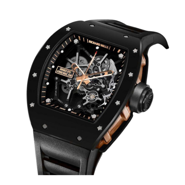 RM 035 Black Toro Manual Winding Black Rubber Strap Ceramic Case