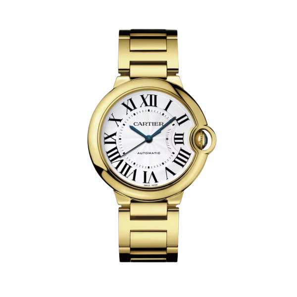 BALLON BLEU DE CARTIER 36 MM YELLOW GOLD WITH SILVER GUILLOCHE DIAL