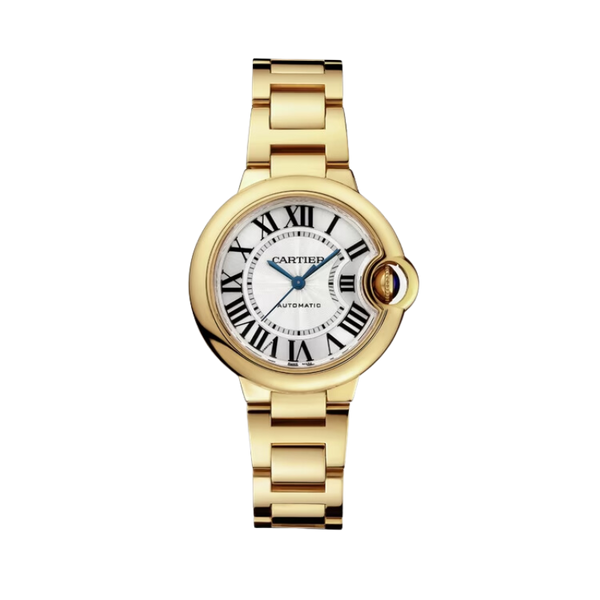 BALLON BLEU DE CARTIER 33 MM YELLOW GOLD WITH SILVER GUILLOCHE DIAL