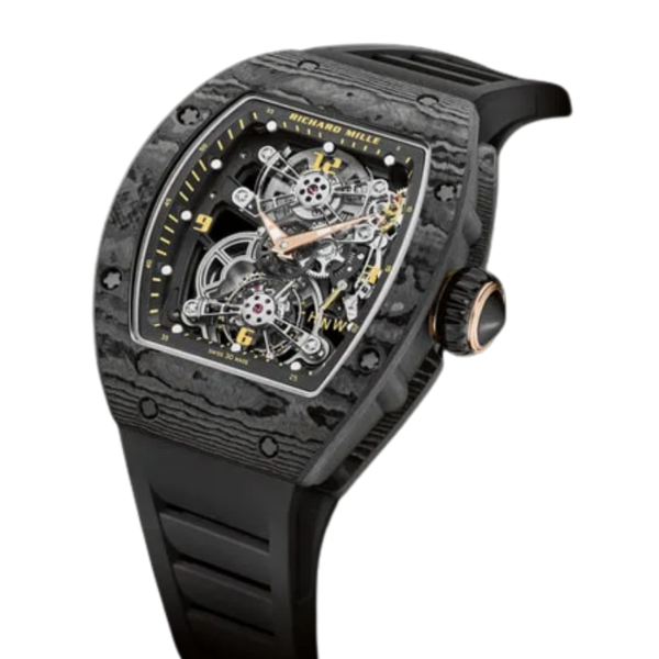 RM 17-01 Manual Winding Tourbillon Rubber Strap Skeleton Dial Carbon TPT Case