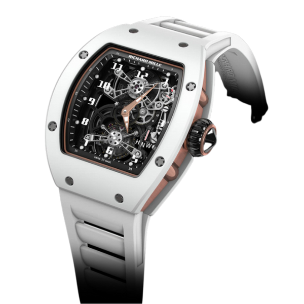 RM 17-01 White Ceramic White Rubber Strap Skeleton Dial White Ceramic and Red Gold Case