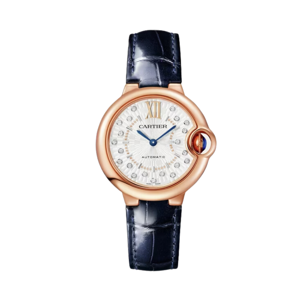 BALLON BLEU DE CARTIER 33 MM ROSE GOLD WITH SILVER MATT STAMPED SUNRAY DIAL