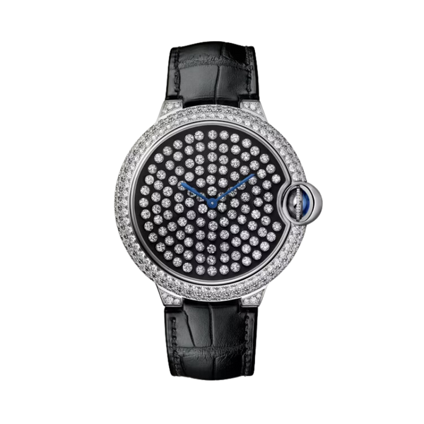BALLON BLEU DE CARTIER SERTI VIBRANT 42 MM RHODIUMIZED WHITE GOLD WITH WHITE GOLD NAC-TREATED DIAL
