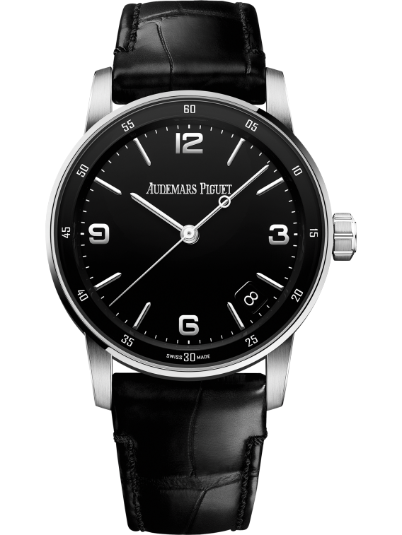 Code 11.59 by Audemars Piguet 41mm Black Alligator Strap Lacquered Black Dial 18-Carat White Gold Case
