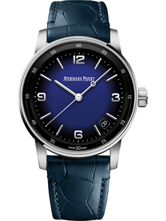 Code 11.59 by Audemars Piguet 41mm Blue Alligator Strap Smoked Blue Enamel Dial 18-Carat White Gold Case