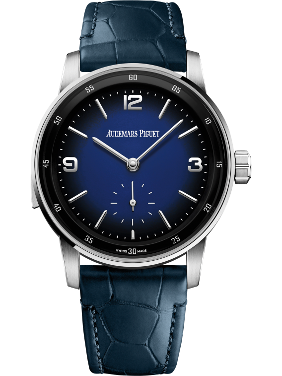 Code 11.59 by Audemars Piguet 41mm Blue Alligator Strap Smoked Blue Enamel Dial White Gold Applied Hour-Markers And Hands 18-Carat White Gold Case