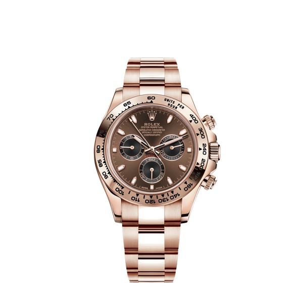 Cosmograph Daytona 40MM Oyster Bracelet Chocolate and Black Dial 18 CT Everose Gold Bezel With Engraved Tachymetric Scale