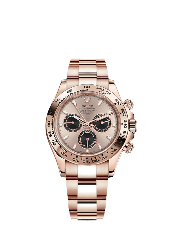 Cosmograph Daytona 40MM Oyster Bracelet Meteorite and Black Dial 18 CT Everose Gold Bezel With Engraved Tachymetric Scale