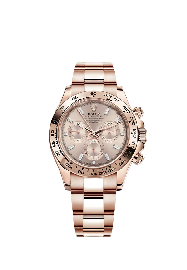 Cosmograph Daytona 40MM Oyster Bracelet Sundust Diamond-Set Dial 18 CT Everose Gold Bezel With Engraved Tachymetric Scale
