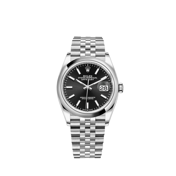 Datejust 36 36mm Oystersteel Jubilee Bracelet Bright Black Dial Domed Bezel
