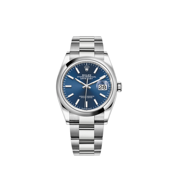 Datejust 36 36mm Oystersteel Oyster Bracelet with Bright Blue Dial Dial Domed Bezel