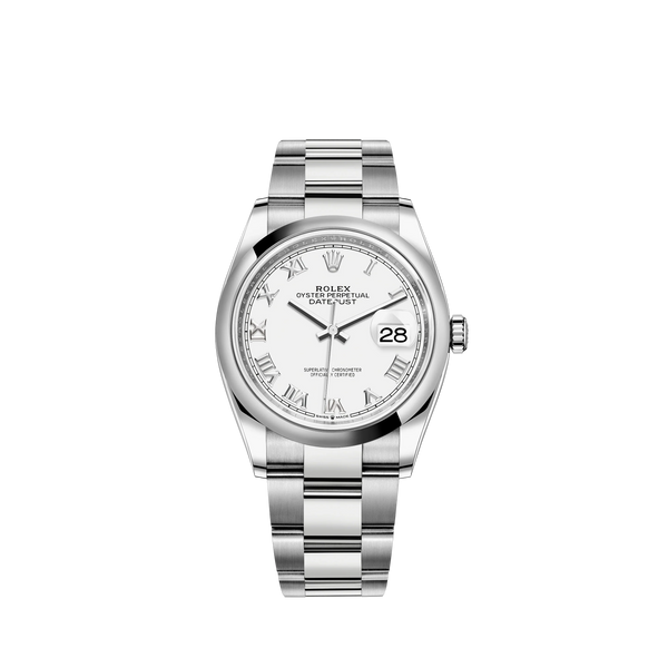 Datejust 36 36mm Oystersteel Oyster Bracelet White Dial Domed Bezel