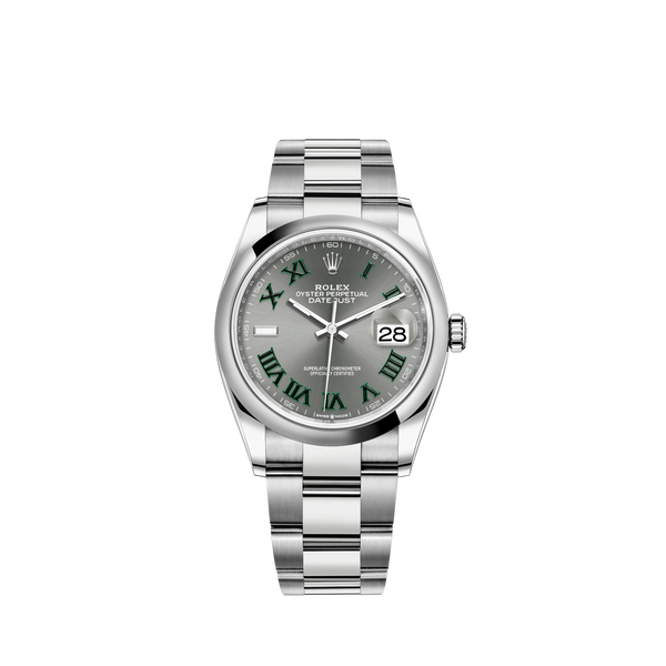 Datejust 36 36mm Oyster Oystersteel Bracelet with Slate Dial Domed Bezel