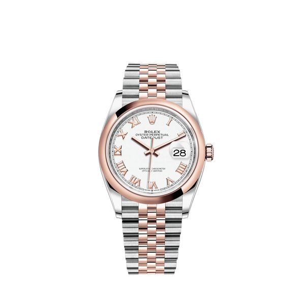 Datejust 36 36mm Oystersteel and Everose Gold Jubilee Bracelet White Dial Domed Bezel