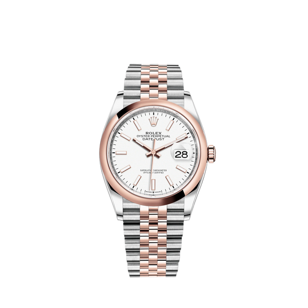 Datejust 36 36mm Oystersteel and Everose Gold Jubilee Bracelet White Dial Domed Bezel