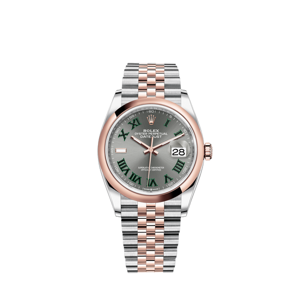 Datejust 36 36mm Oystersteel Jubilee Bracelet and Everose Gold with Slate Dial Domed Bezel