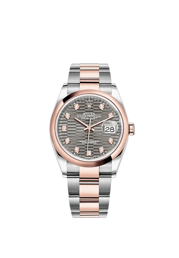 Datejust 36 36mm Oystersteel Everose Gold Oyster Bracelet  Slate Fluted-Motif Diamond-set Dial Domed Bezel