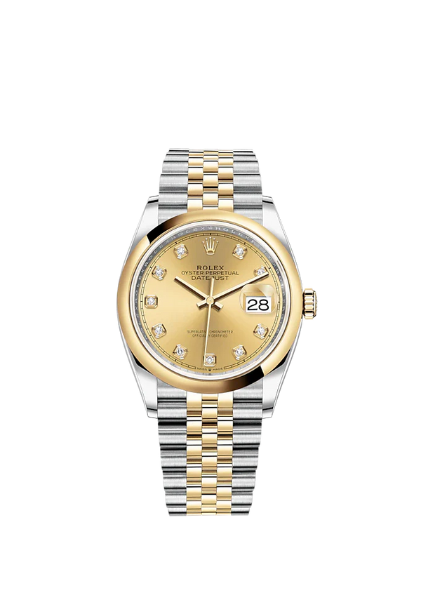 Datejust 36 36mm Oystersteel Jubilee Bracelet and Yellow Gold with Bright Black Diamond-Set Dial Domed Bezel