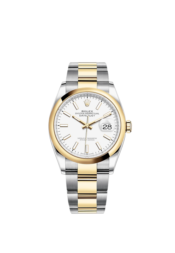 Datejust 36 36mm Oystersteel and Yellow Gold Oyster Bracelet White Dial Domed Bezel