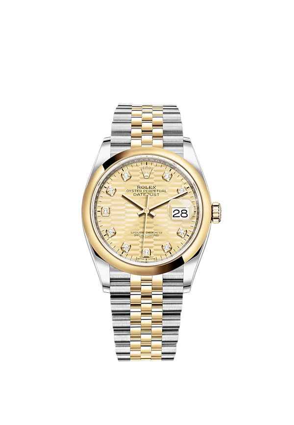 Datejust 36 36mm Oystersteel and Yellow Gold Jubilee Bracelet Golden Fluted-Motif Diamond-set Dial Domed Bezel