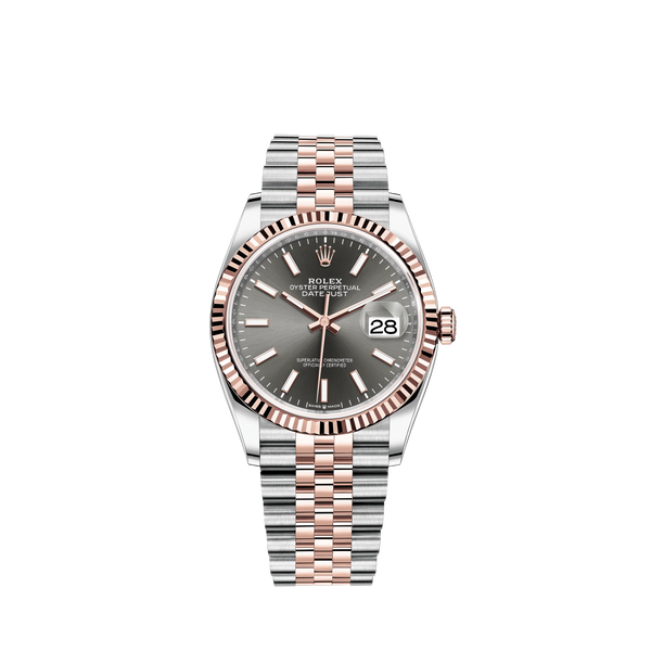 Datejust 36 36mm Oystersteel and Everose Gold Jubilee Bracelet Slate Dial Fluted Bezel