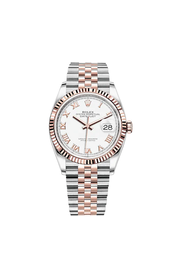 Datejust 36 36mm Oystersteel and Everose Gold Jubilee Bracelet White Dial Fluted Bezel