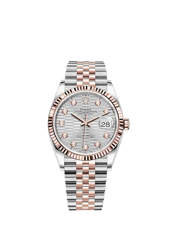 Datejust 36 36mm Oystersteel Everose Gold Jubilee Bracelet Silver Fluted-Motif Diamond-set Dial Fluted Bezel