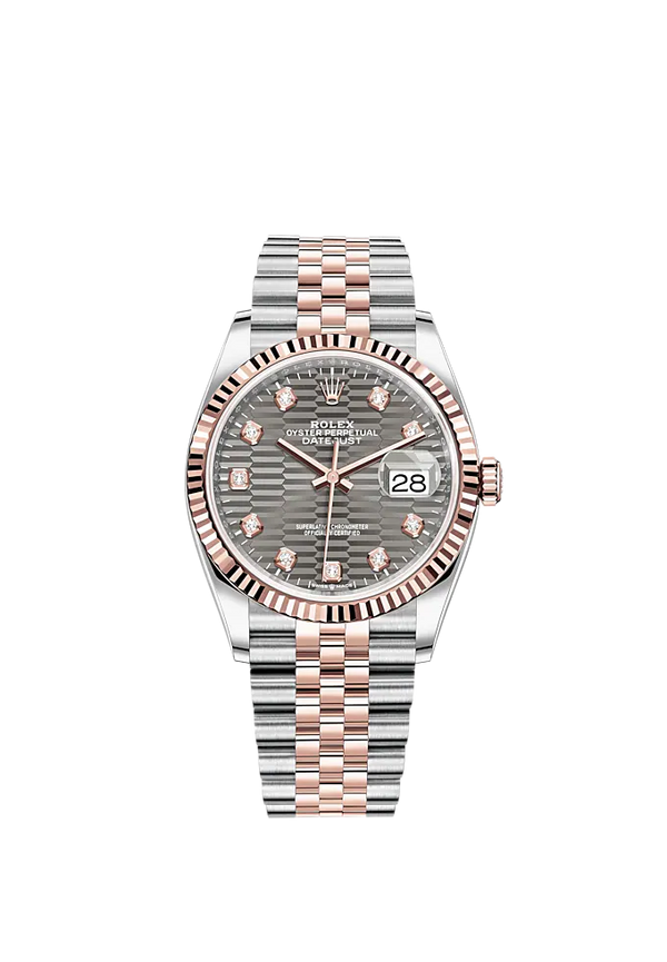 Datejust 36 36mm Oystersteel and Everose Gold Jubilee Bracelet Slate Fluted-Motif Diamond-set Dial Fluted Bezel