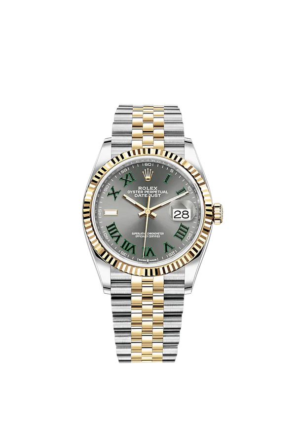 Datejust 36 36mm Oystersteel and Yellow Gold Jubilee Bracelet Slate Dial Fluted Bezel