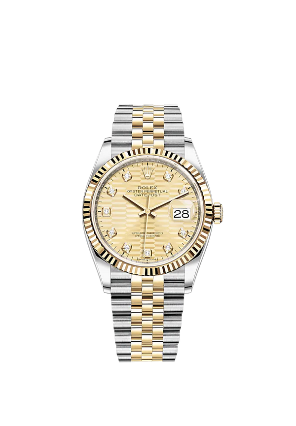Datejust 36 36mm Oystersteel and Yellow Gold Jubilee Bracelet Golden Fluted-Motif Diamond-set Dial Fluted Bezel