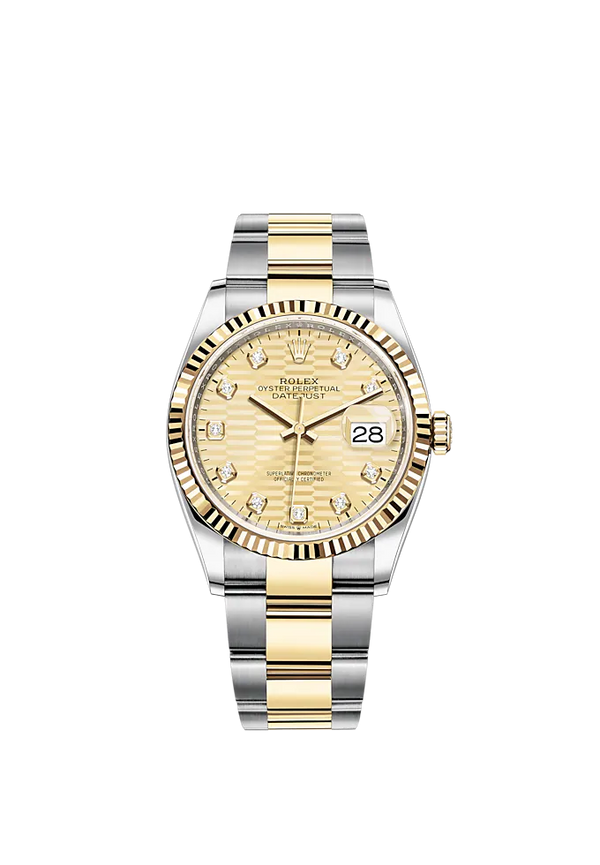 Datejust 36 36mm Oystersteel and Yellow Gold Oyster Bracelet Golden Fluted-Motif Diamond-set Dial Fluted Bezel