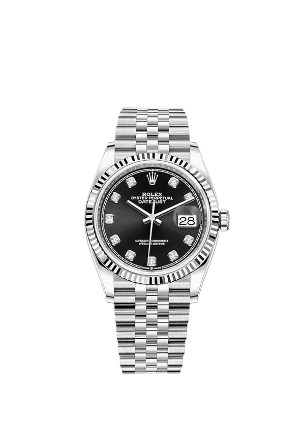 Rolex Datejust 36mm Jubilee Bracelet White Gold Black Diamond-Marker Dial