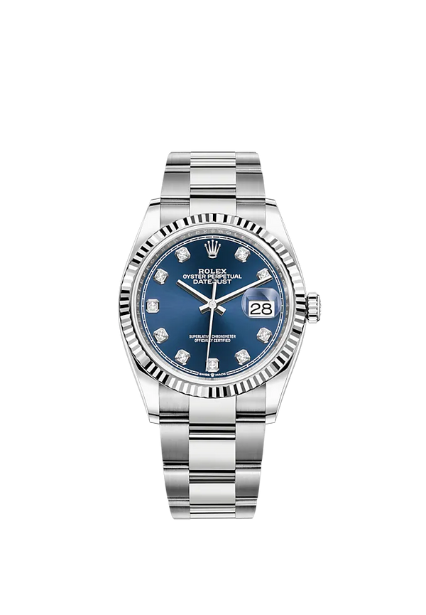 Rolex Datejust Ref. 126234 36mm Oyster Bracelet White Gold with Blue Diamond-Marker Dial